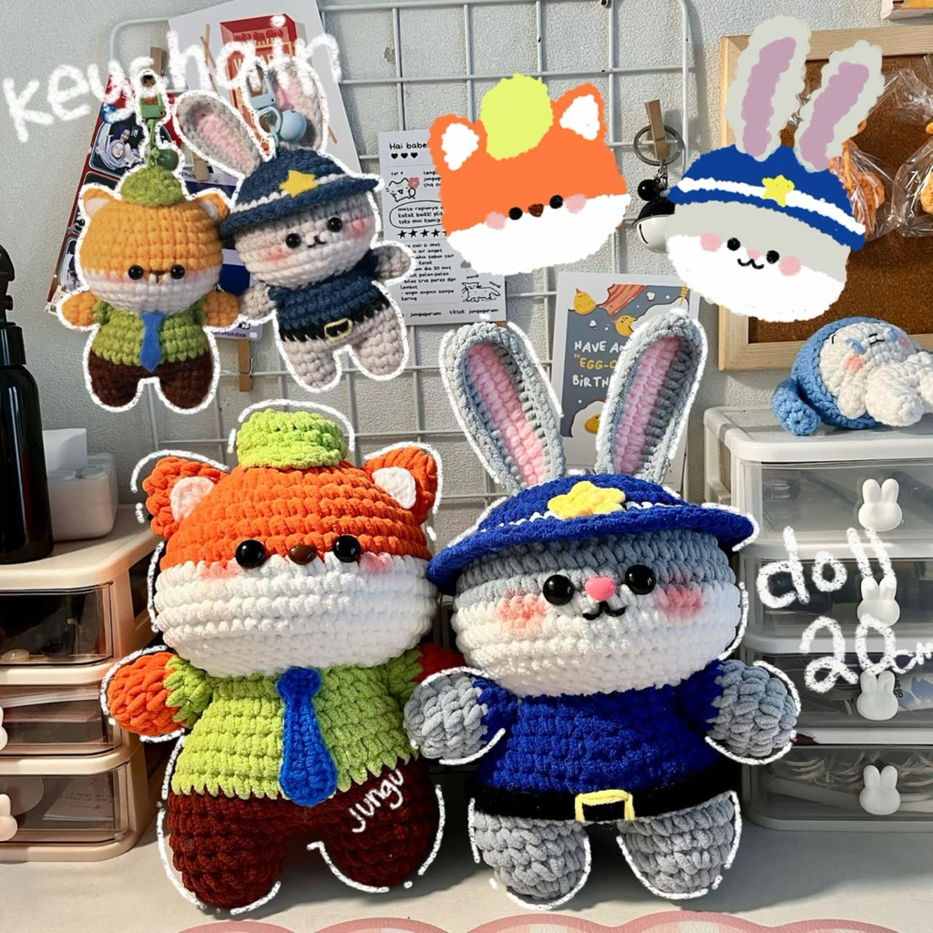 nick and judy keychain crochet zootopia keychain zootopia dusney crochet fox and bunny crochet keych