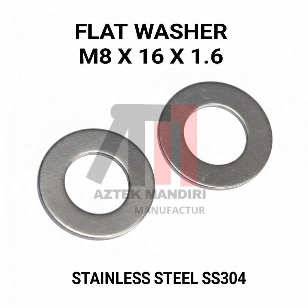 Ring Plat WP M8 Stainless Flat Washer / SS304 Ring Plat WP M8x16x1.6