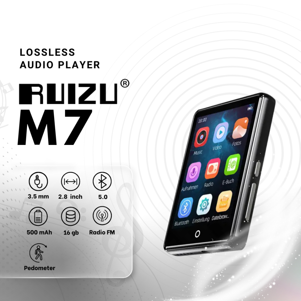 RUIZU M7 Bluetooth MP3 Player DAP Touchscreen Lossless Audio 16GB - Ruizu Official
