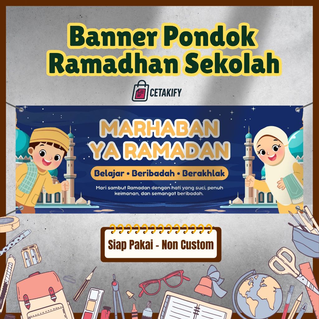 Banner Pondok Ramadhan Sekolah | Spanduk Pesantren Kilat | Siap Pakai