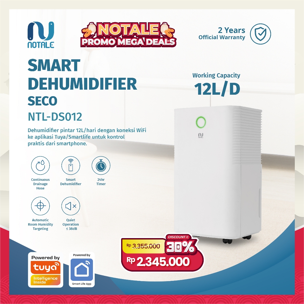 Notale Seco Dehumidifier Penyerap Lembab Ruangan Dehumidifier Ruangan Dehumidifier Serap Lembab NTL-