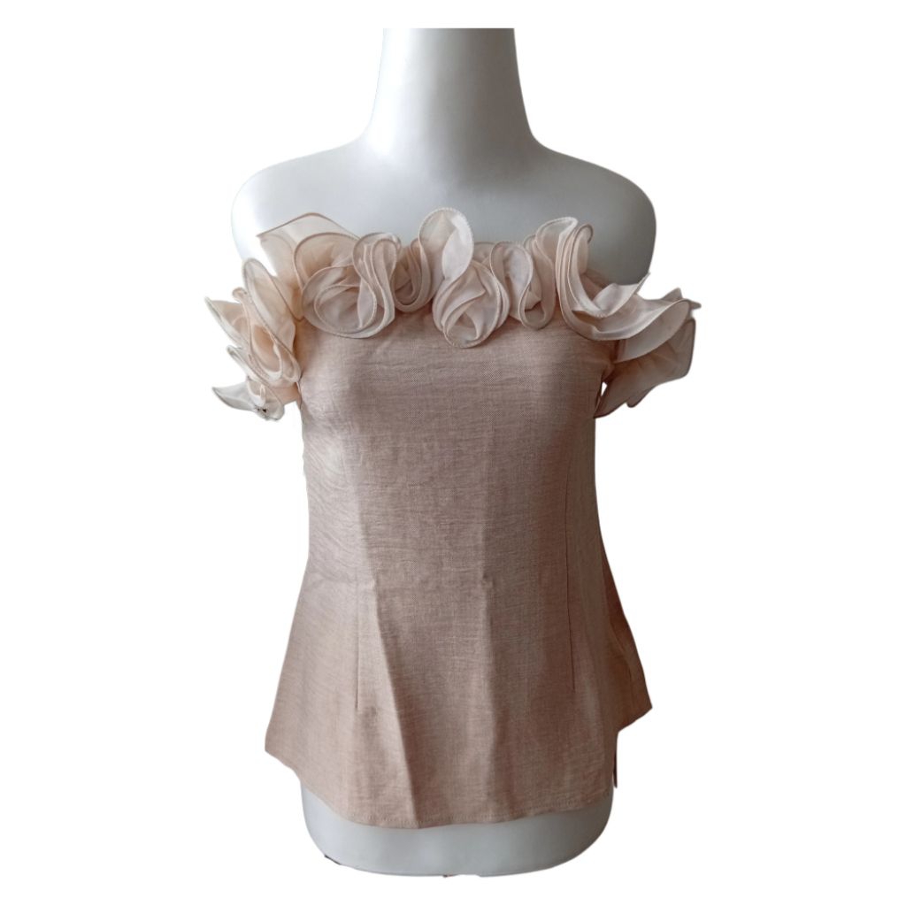 tube top ruffle coklat