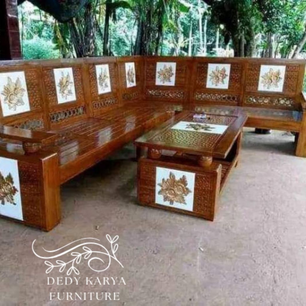 Kursi Sudut Tamu Kayu Jati / Set Kursi Sudut | Dedy Karya Furniture