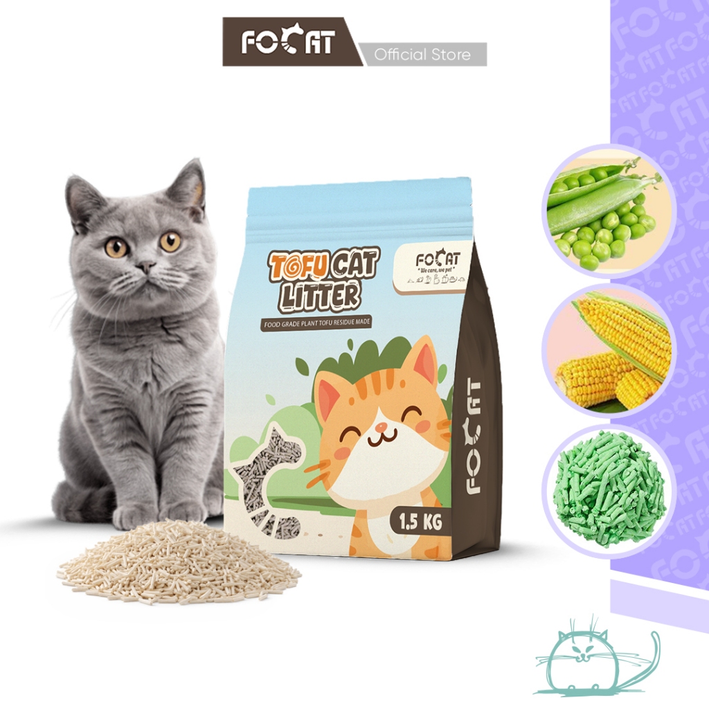 FOCAT Pasir Kucing Tofu Wangi 1.5KG N03 Cat Tofu Litter/Pet Litter Sand/Pasir Gumpal Wangi