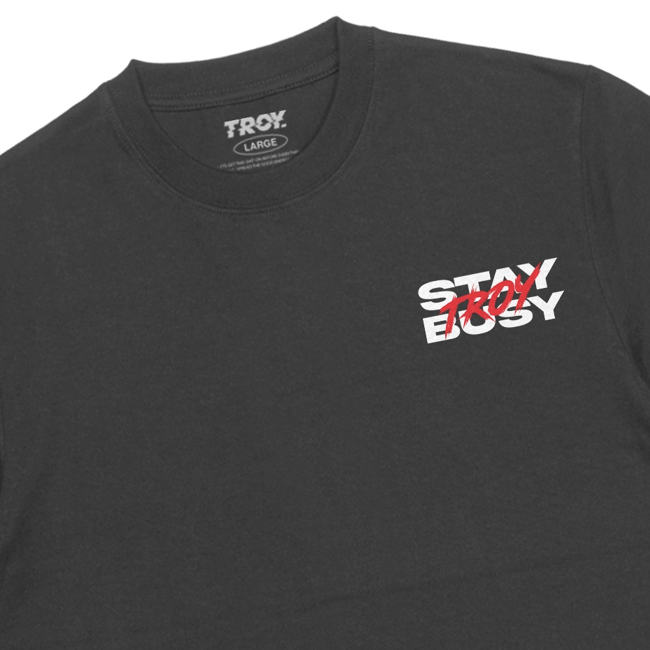 Troy Company T-shirt Dark Grey Boldness - Kaos Lengan Pendek Kaos Abu Gelap MTD 3478