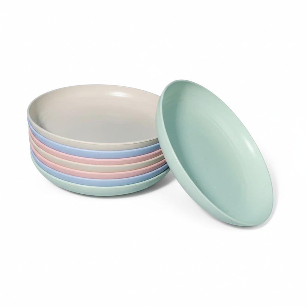 Piring Plastik Kecil Wheat Straw Plate Jerami Piring Makan Saji Piring Makan Set