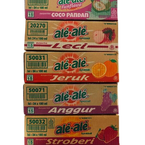 MINUMAN ALE ALE 1 DUS ISI 24 CUP ALEALE STROBERI NANAS APEL ANGGUR GRAPE SIRSAK JERUK ORANGE