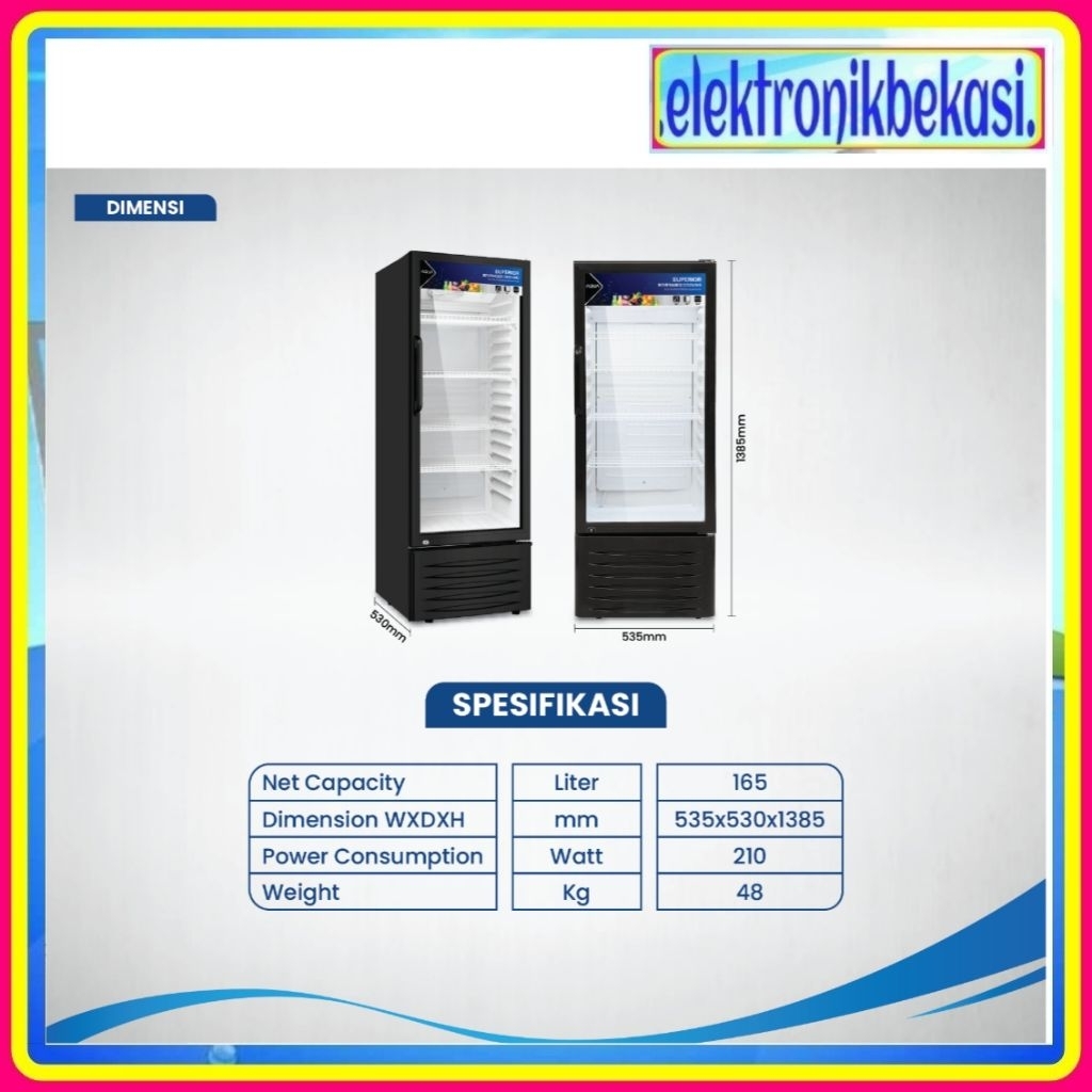 SHOWCASE AQUA AQB 181 / LEMARI PENDINGIN AQUA 165 LITER AQB-181 / AQUA AQB181