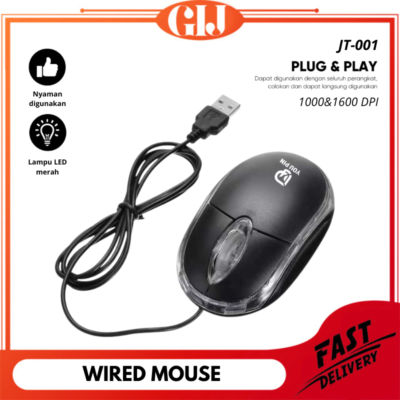 YOU PIN Optical Mouse Mini Mouse Kabel USB Optical Mouse Komputer Laptop JT-001