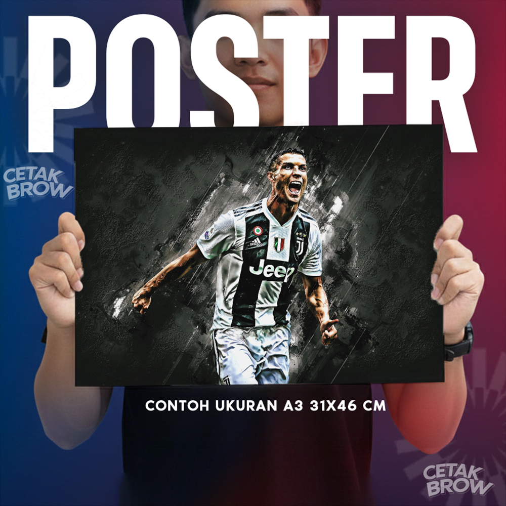 Poster Cristiano Ronaldo CR7 Premium Bisa Custom Pemain Sepak Bola Dunia GOAT Dekorasi Kamar Cowo