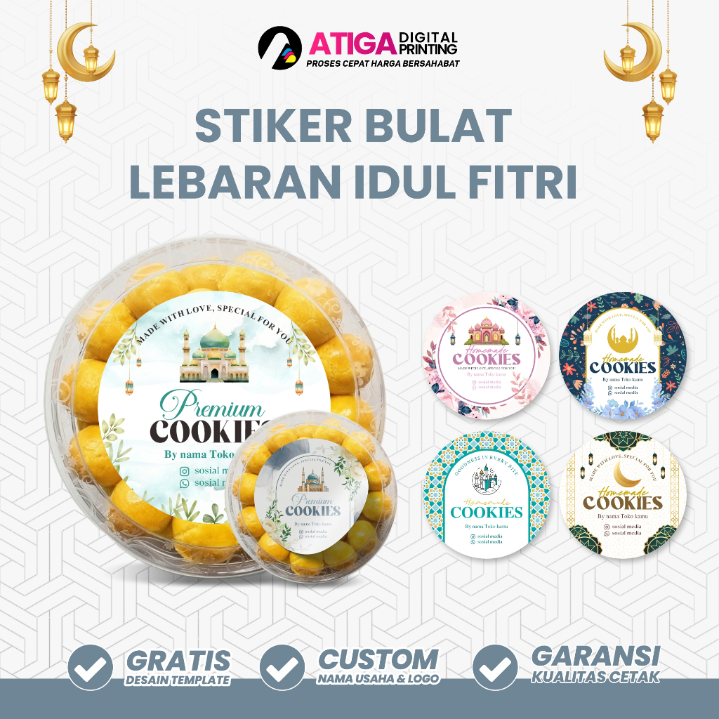 Stiker Bulat Ramadhan | Stiker Label Bulat Toples Lebaran | Stiker Lebaran Idul Fitri