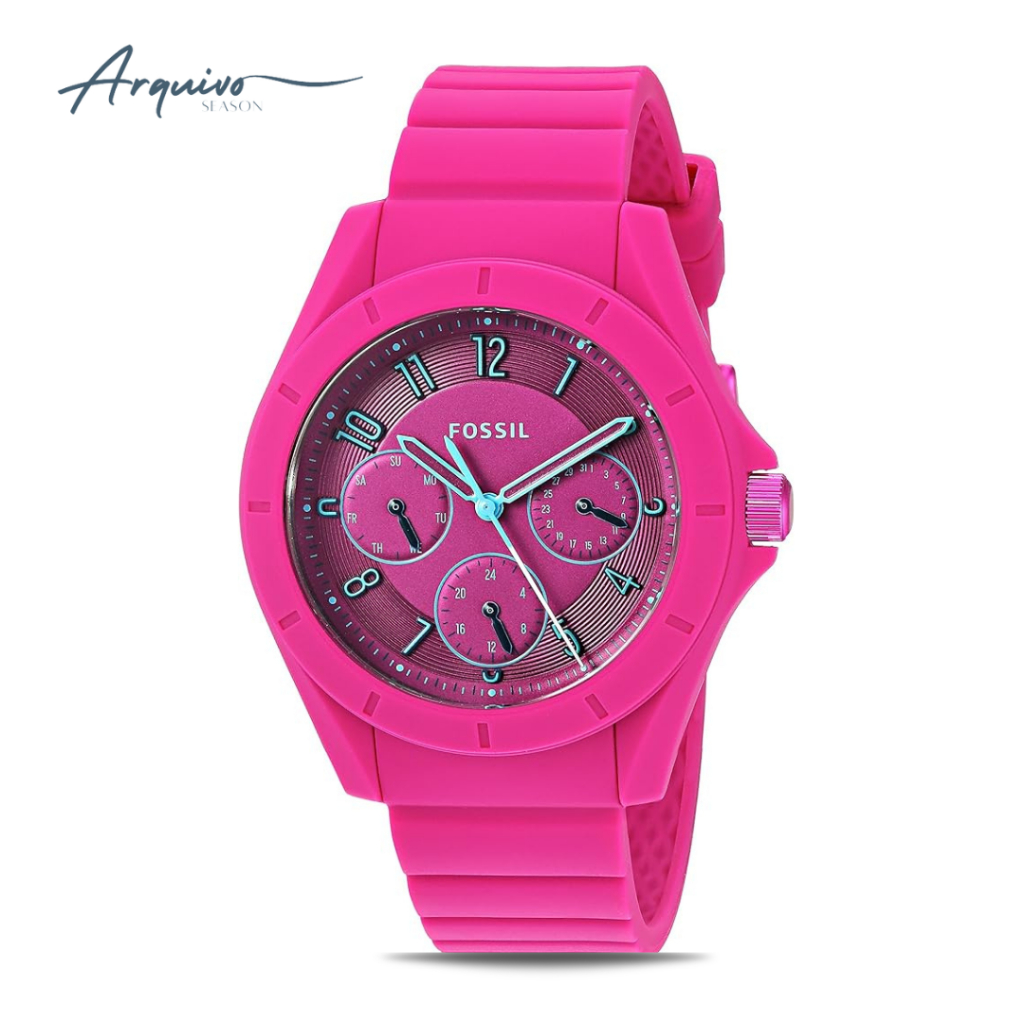 Jam Tangan Fossil Wanita Poptastic Chronograph Rubber Elegant Original ES4065