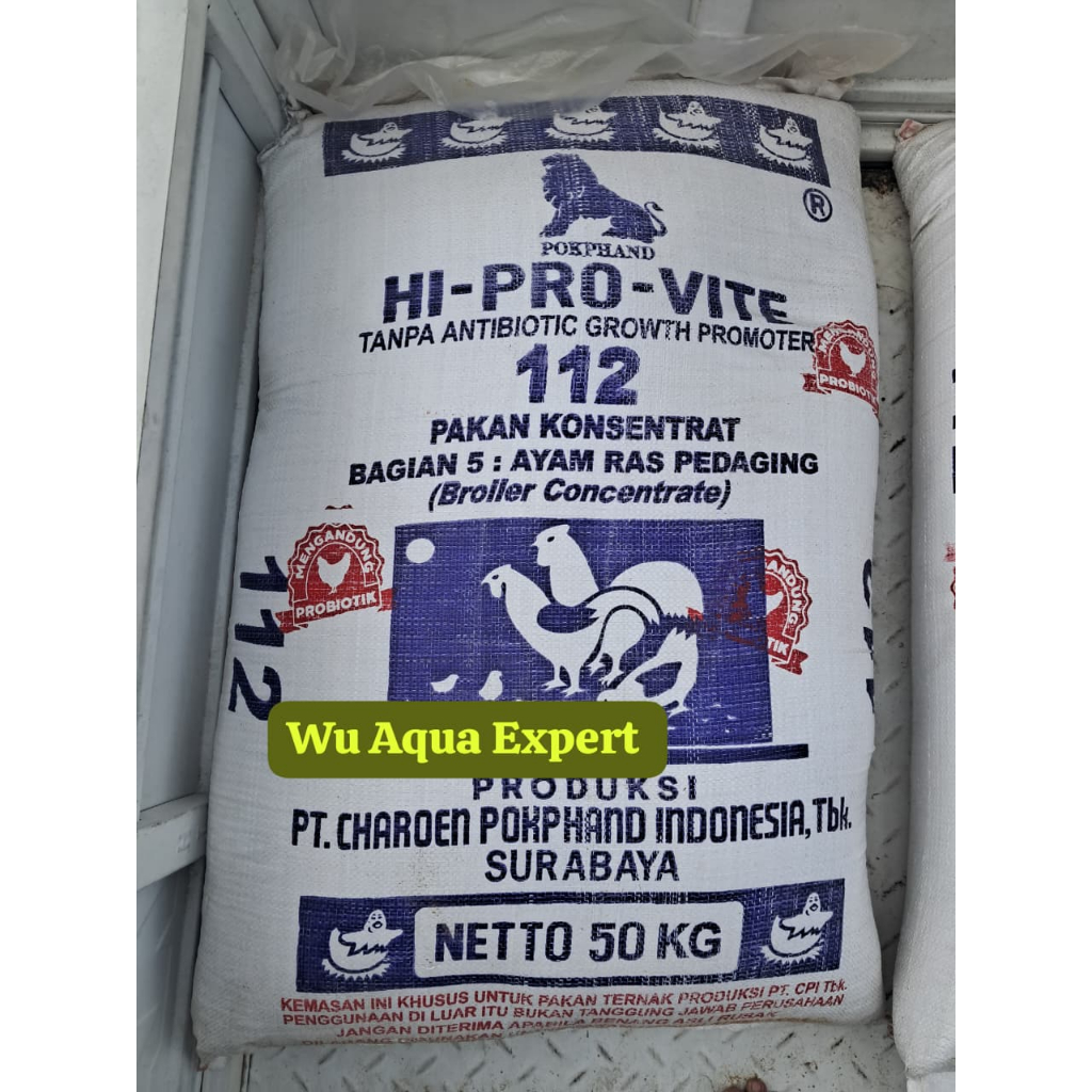 1SAK50KG Pakan Ayam Konsentrat Pedaging CP112 Pur Pelet Pakan Voer HI PROVITE CP 112 Tanpa Antibioti