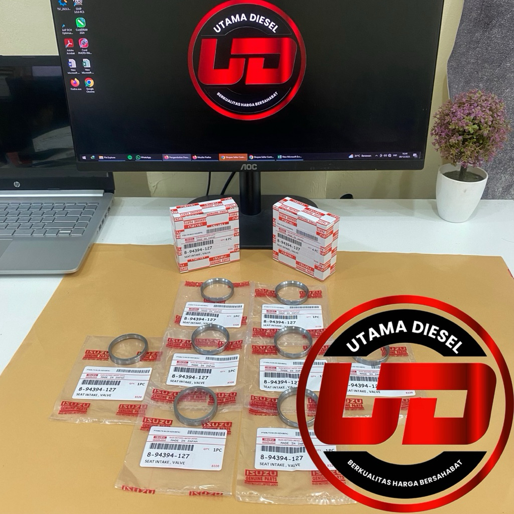 Seat Intake valve/valve Seat Insert/Dudukan Katup Isuzu Diesel NKR,NLR,NMR Isi 4Pcs (8-94394-127)