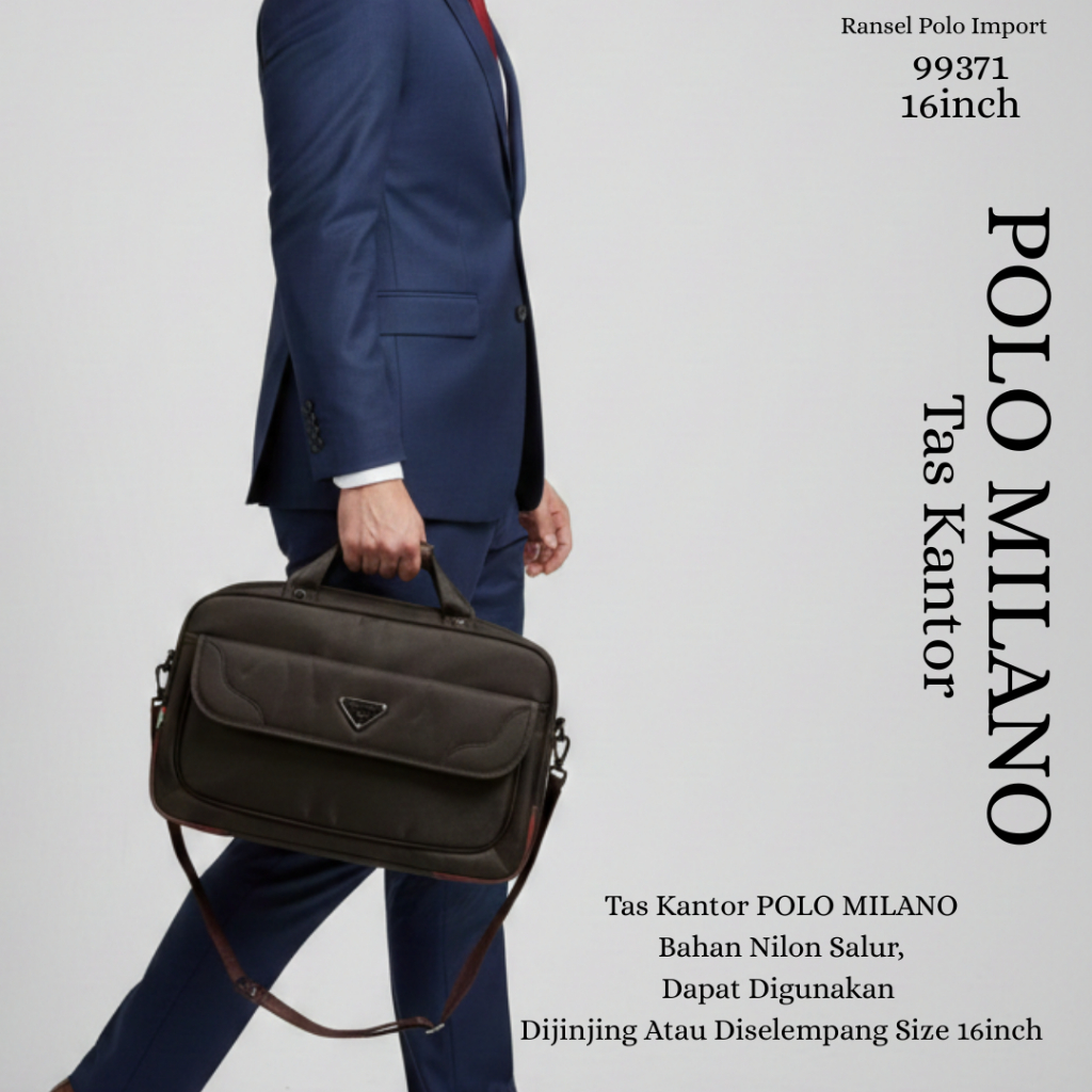 Polo Milano Tas Kantor Laptop Tutup Selempang Tenteng Multi Fungsi 99371 Original Black Co