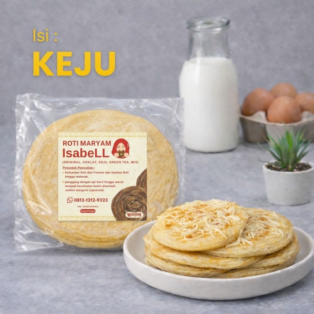 ROTI MARYAM / ROTI CANAI / PARATHA / FATIRA, Varian Keju ( Besar ), Isi 10, Diameter ±13 cm