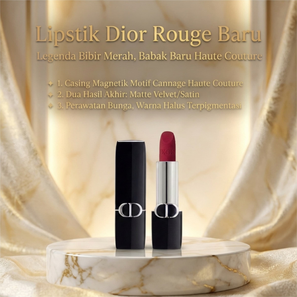 Dior Lipstik Matte Rouge Forever - Formula Tahan Lama & Transferproof, Edisi Terbatas New Look denga