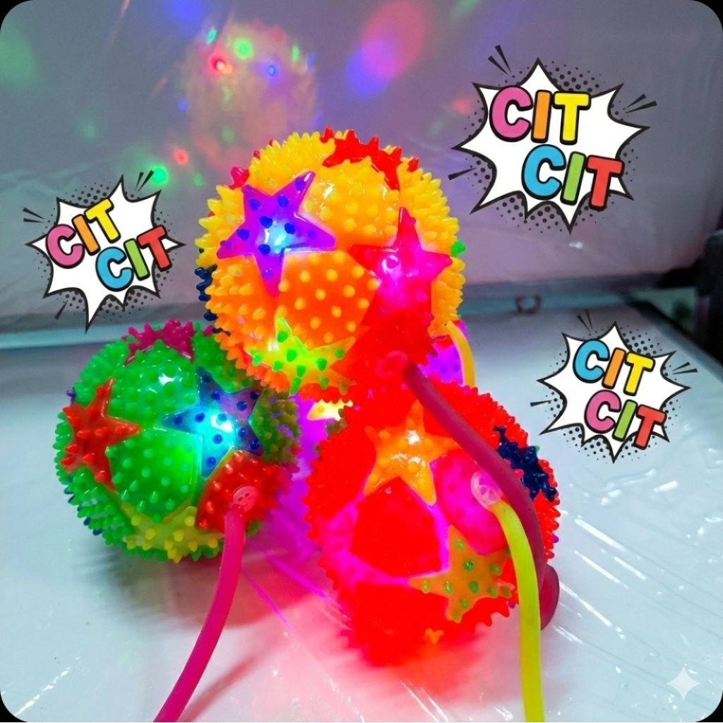 mainan bola duri lampu motif lucu bahan karet lentur - bola lampu