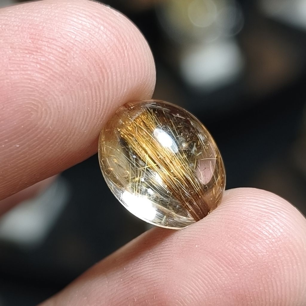 BATU KECUBUNG RAMBUT SEDANA CENDANA SERAT EMAS 13x11x7mm