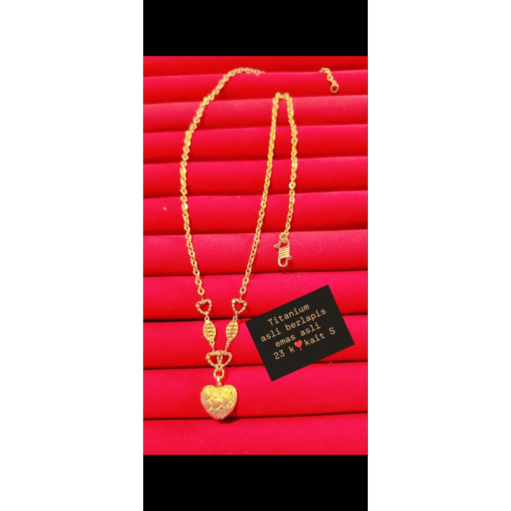 kalung titanium asli berlapis emas asli 23 karat kait S