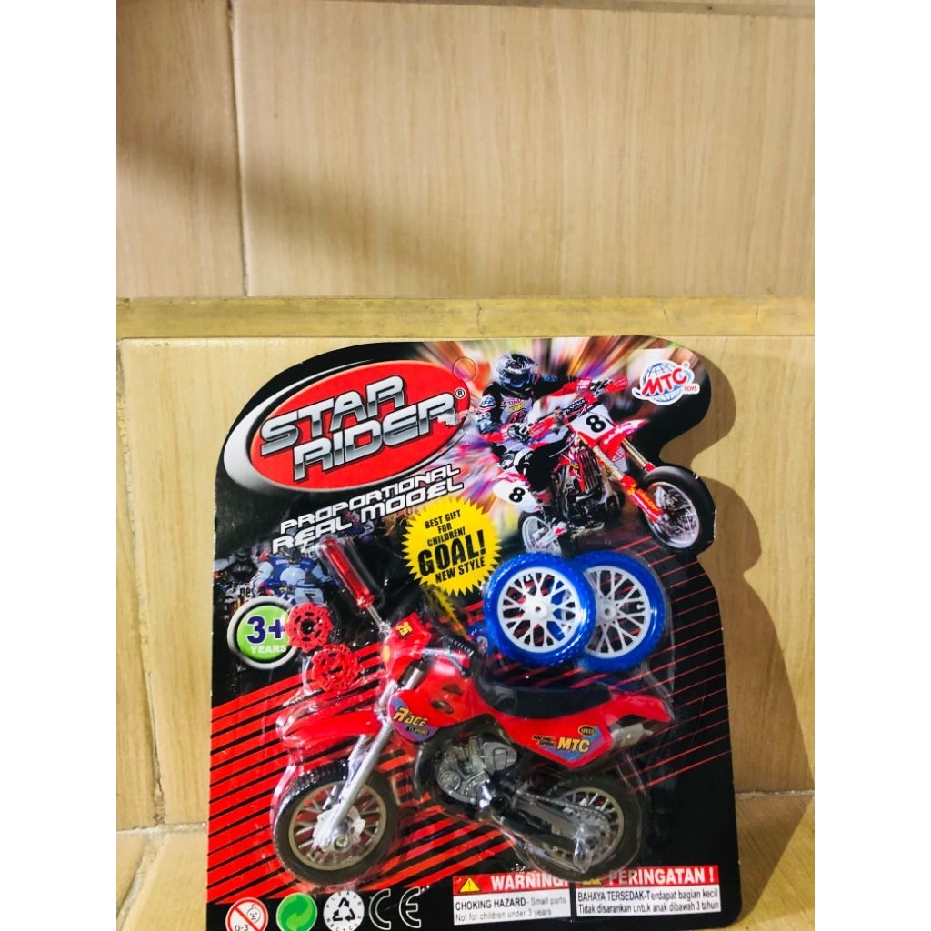 Mainan Motor Trail Anak | Motor Cross Mini + Roda Cadangan