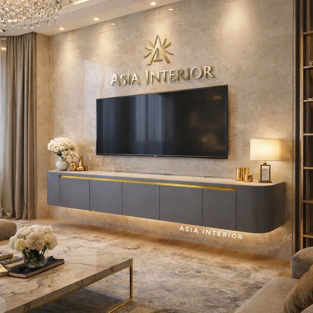 Meja TV Gantung Tempel Dinding – Rak TV Minimalis Kayu Elegan