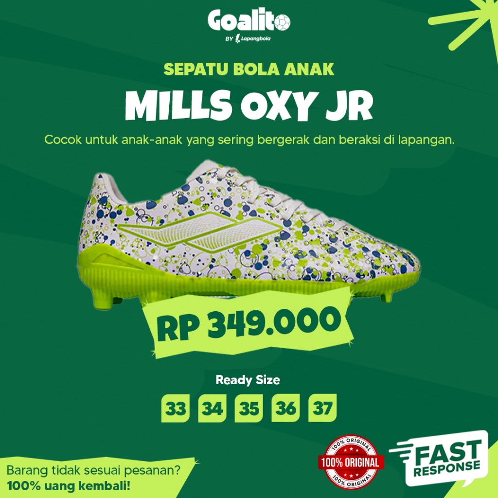 Sepatu Bola Anak Mills OXY FG JR Original | Sepatu Sepak Bola Anak & Remaja