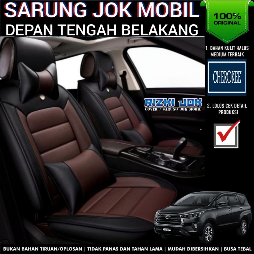 Cherokee original sarung jok mobil innova reborn G reborn V reborn Q full 3 baris bahan kulit