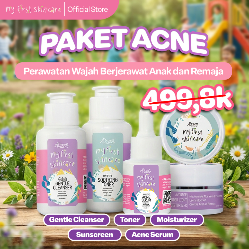 [DAPAT 5 IN 1] Paket Acne My First Skincare - Skincare Jerawat dan Bruntusan Anak Remaja | Daily Ski