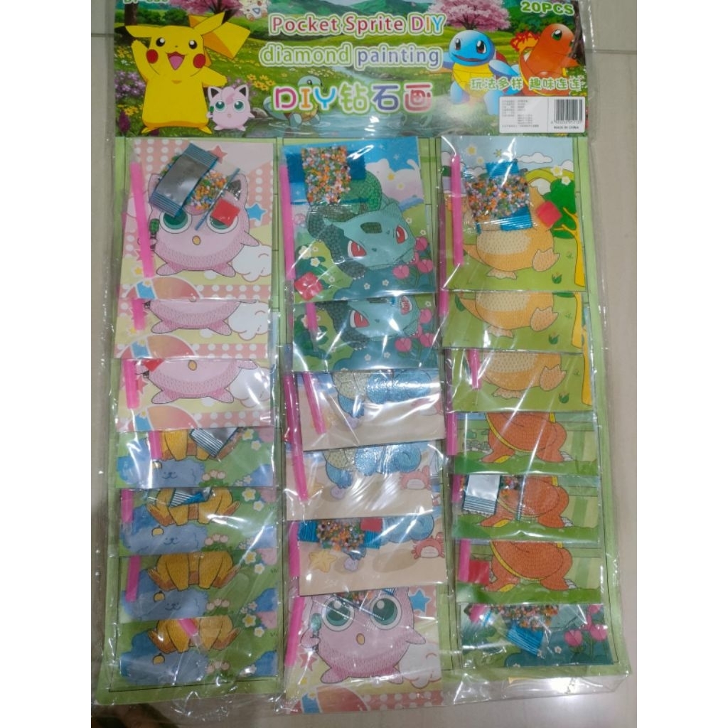 Mainan karakter pokemon |  Manik Manik Sticker Lucu | Sticker Diamond Painting Tempel Manik-Manik