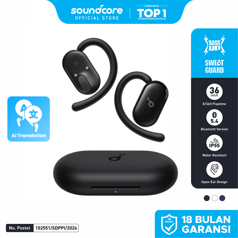 Soundcore by Anker AeroFit V20i OWS Open-Ear Headphones Adjustable Ear Hooks Ultra-Comfort Snug Fit 
