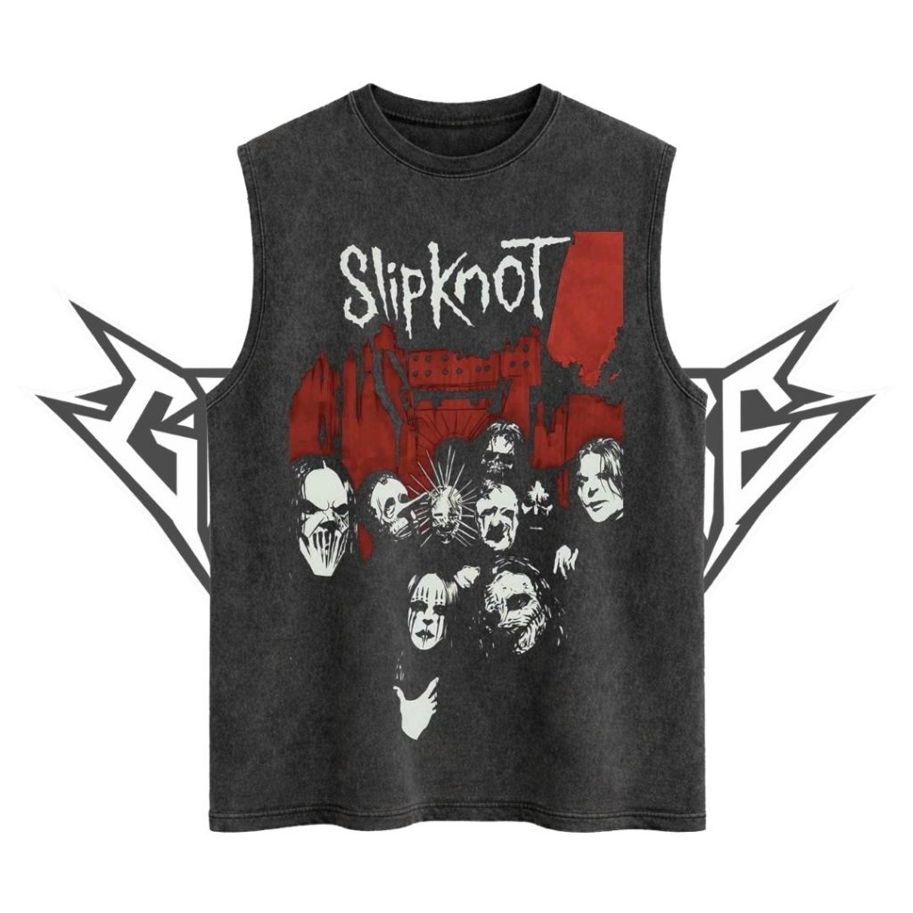 Glatosphere "Slipknot" Sleeveless Oversized T-Shirt | Stone Wash | Kaos Oversize | Vintage | Atasan