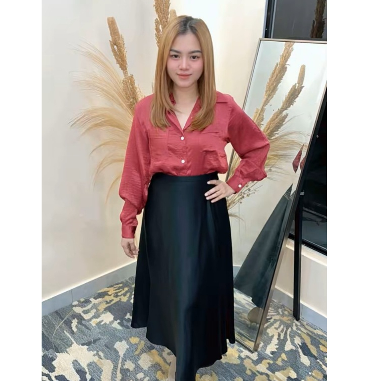 Kemeja Bonia Silk Premium / Kemeja Silk Wanita Terbaru