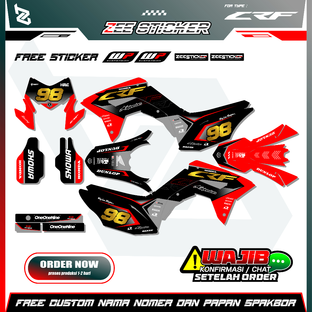 DECAL FULLBODY CRF 150L KOMBINASI WARNA GOLD VARIAN GLOSSY HOLOGRAM CHROME BY ZEESTICKER