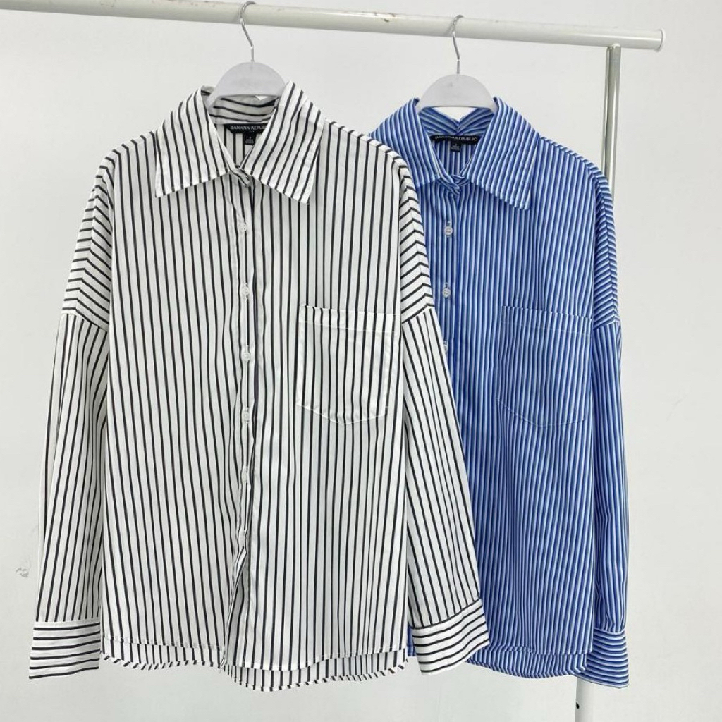 Kemeja by banana republic stripe blue ld 150 (NEW NO PRELOVED)