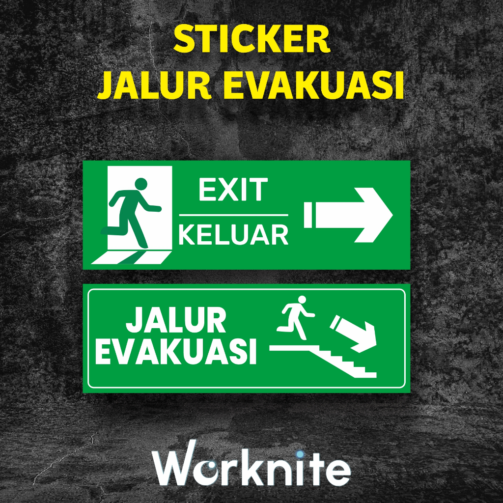 Stiker Evakuasi | Emergency exit | stiker jalur keluar | Sticker Jalur Evakuasi | Sign Sticker Rambu