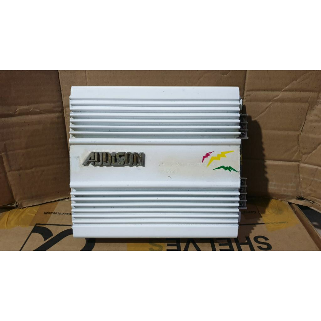 power amplifier mobil 2channel bridge stereo audiosoun ad2500 second bekas normal siap pakai