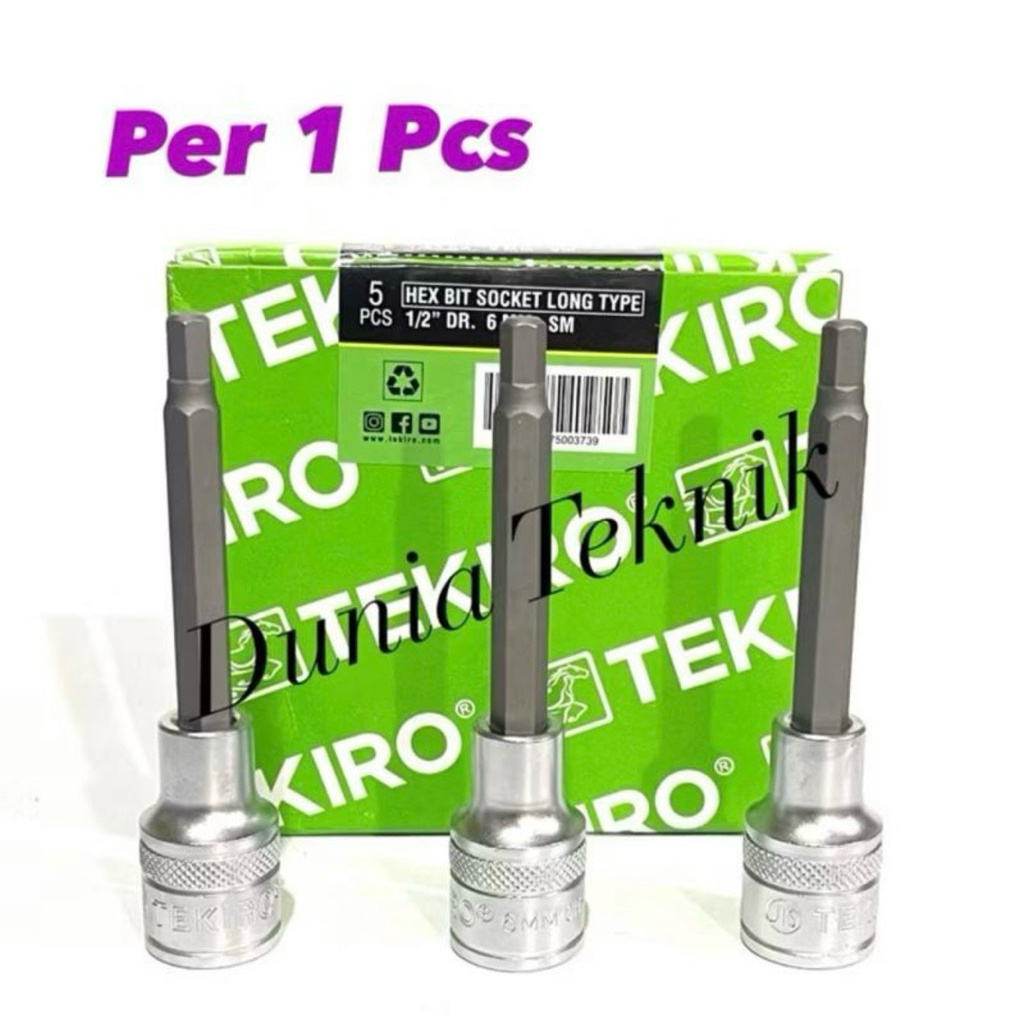 TEKIRO Mata Sok L Panjang 6 mm Mata Sok Kunci L Panjang 6mm Mata Sok L 1/2” 6 mm Hex Bit Socket Long