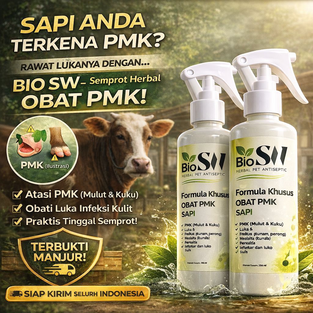 BIOSW Obat PMK Sapi Cepat Ampuh 250ml Obat Penyakit Mulut dan Kuku Sapi Obat Luka kuku Sapi