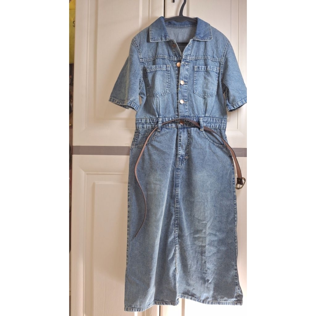 dress denim lengan pendek