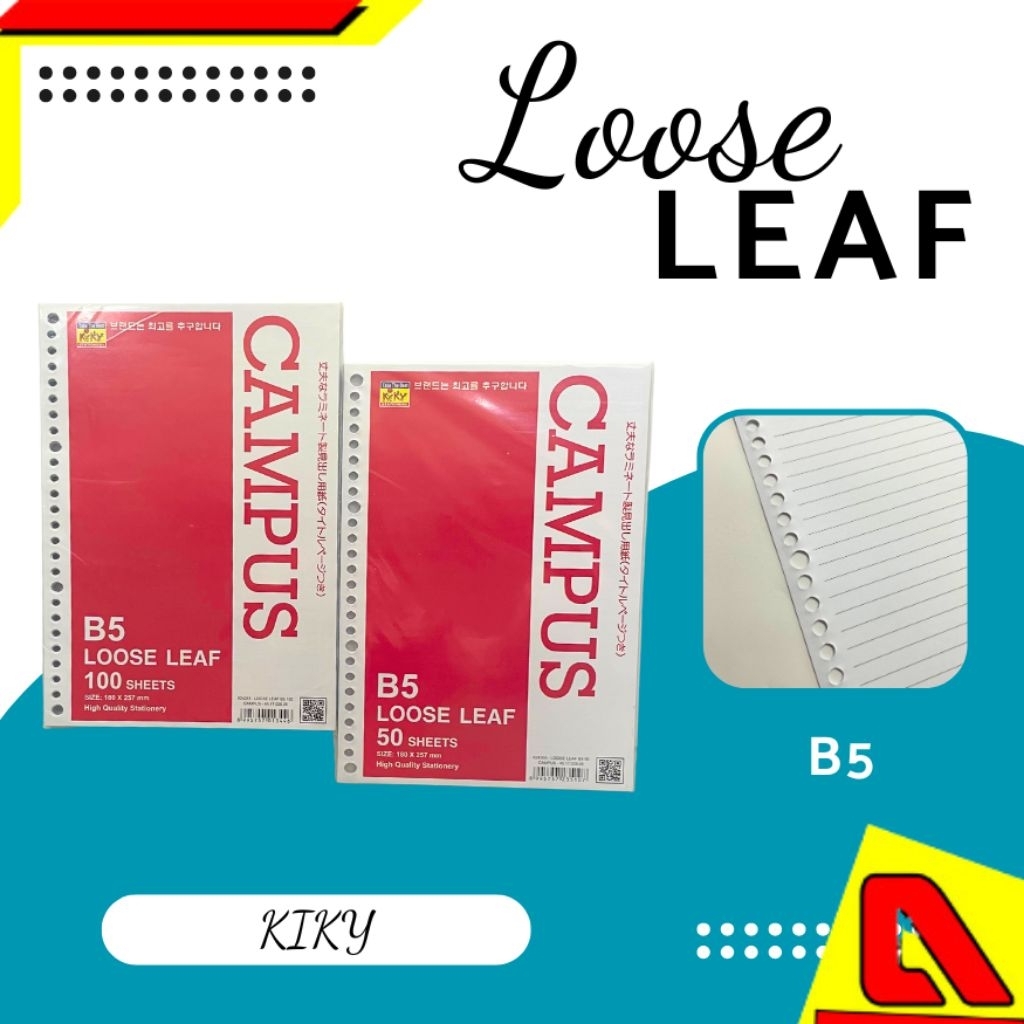 LOOSE LEAF KIKY 100&50 LEMBAR/LOOSE LEAF GARIS B5&A5 KIKY ECER