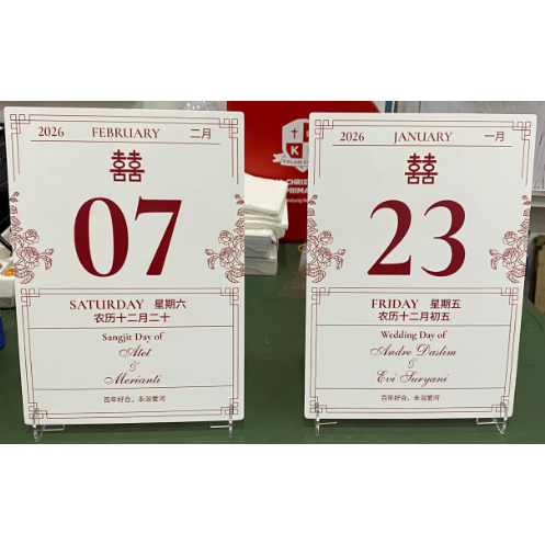 PacAsia - Kalender Pernikahan Akrilik Custom | Meja / Standing Akrilik Kalender
