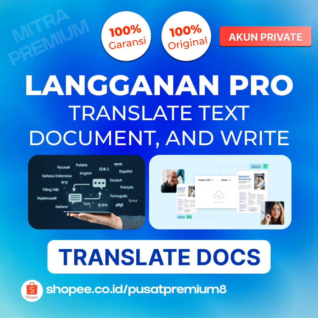 Langganan DeepL PRO Translate Text, Dokumen & Write PRO