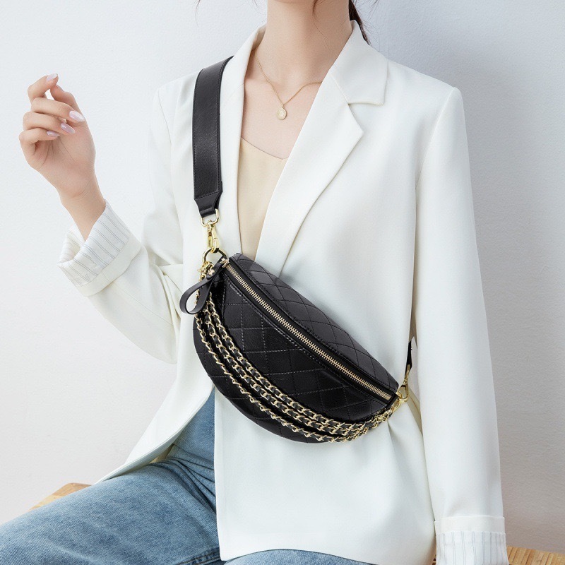 THE BEST Tas Dada Waistbag / Tas Wanita Selempang Korea Import High Quality / Tas Wanita Kulit Tali 