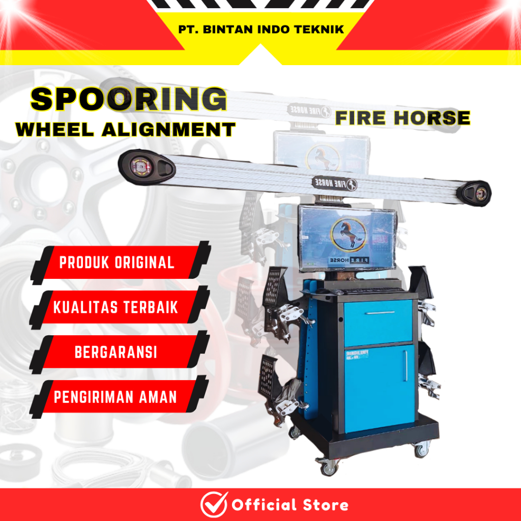 FHorse Alat Bengkel Cek Kaki-Kaki Ban Mobil Spooring Balancing Industri Otomotif Modern Teknologi