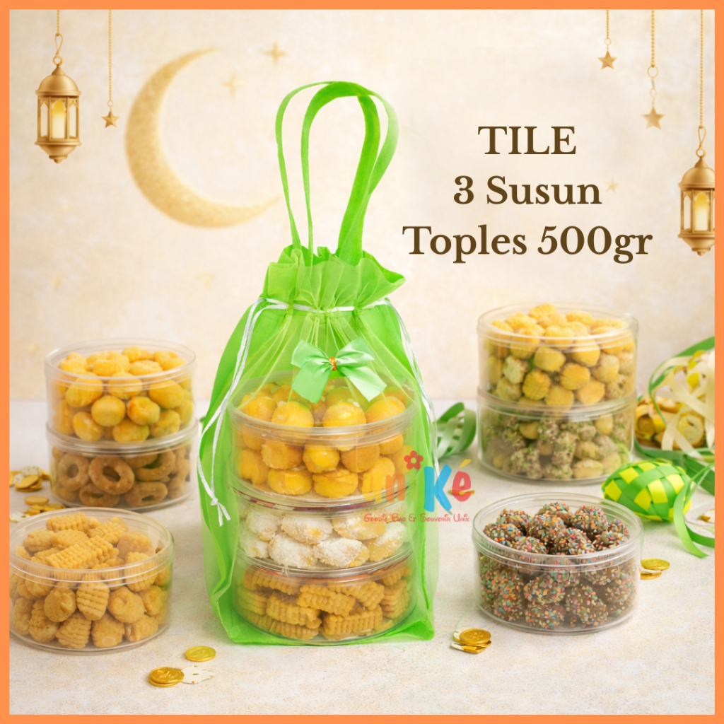 TAS SPUNBOND TILE TOPLES 3S 500 gram Bingkisan kue kering biskuit Cookies LEBARAN Goodie bag ULTAH