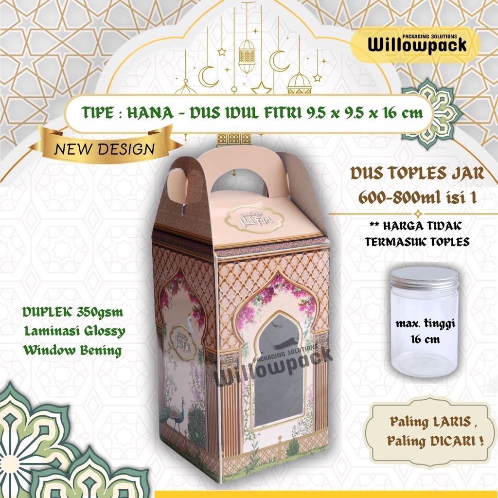 DUS IDUL FITRI [HANA isi 10 pcs] BOX TOPLES JAR 800ml 600ml HAMPERS LEBARAN KUE KERING