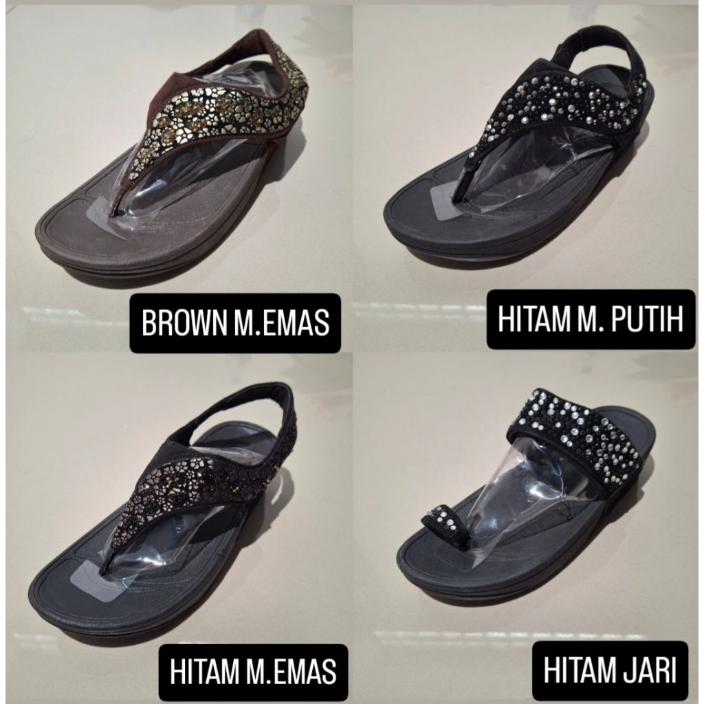 FITFLOP SANDAL WANITA LEAF GOLD TALI BELAKANG BARU ASLI ORIGINAL