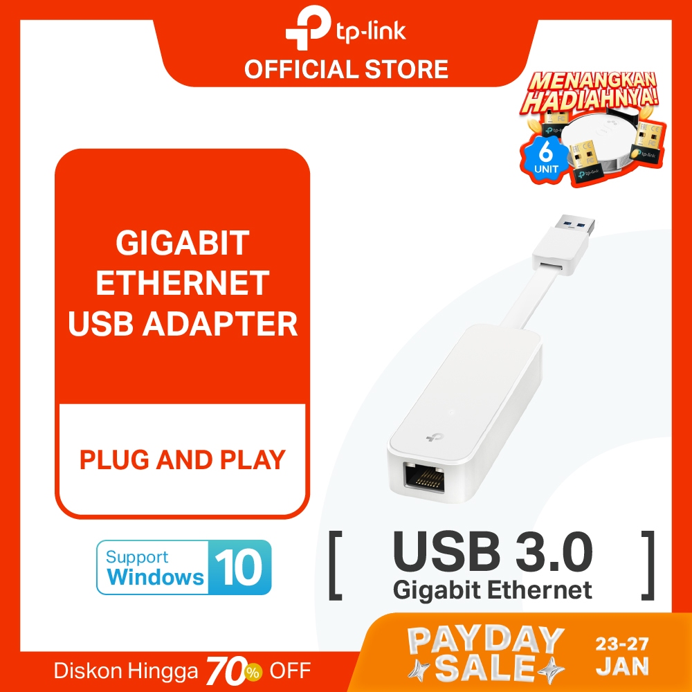 TP-Link UE300 | Gigabit Ethernet Network Adapter | USB 3.0  | LAN RJ45 Adapter | Ethernet Converter