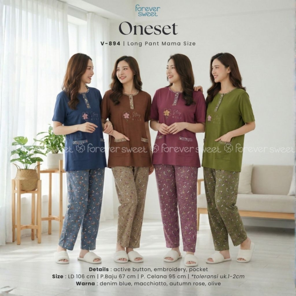baju tidur piyama forever sweet mama size tangan pendek celana panjang  CP